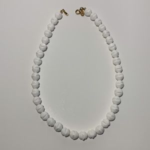 Park Lane White Beaded Necklace Textured Bead 8” Drop Spring Choker Necklace